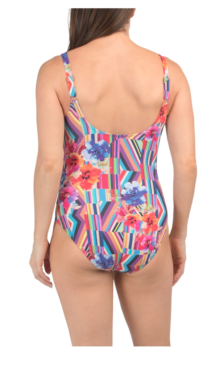 Traje de Baño de una pieza Con Tirantes y Rayas Veraniegas.